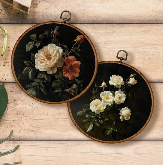 New Vintage Natural Floral Wall decor SET OF 2 - Picture 1 of 3